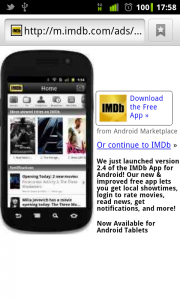 IMDB mobile app ad